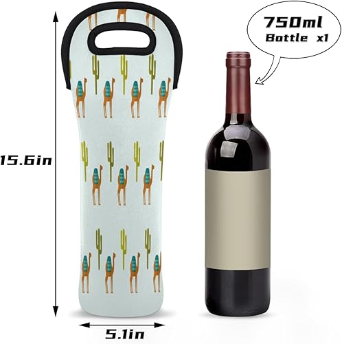Miniatura 2 de Camel Cactus Neoprene Wine Carrier Tote Bag Reusable Wine Bag Portable Single Bottle Insulated Wine Cooler Bag Accessories for Champagne Wine Beer