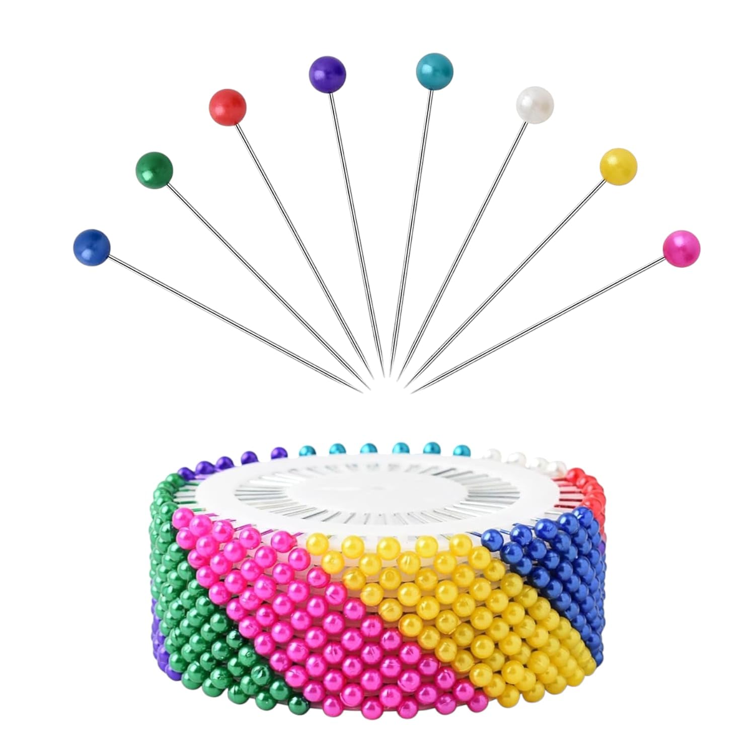 RIANZ® Pack of 480 Bell Pins - Mixed Colour - Pearl Head Pins - Sewing Pin for Tailor, Dressmaking, Patchwork, Wedding, Florist, Decoration, Art and Craft - Multipurpose (Multicolor)-image-42