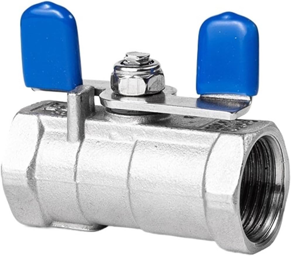 One Piece Butterfly Handle Ball Valve 304 Stainless Steel Ball Valve Butterfly Handle 316L Butterfly Handle Valve Switch 4 Point(DN10,304material Quality)