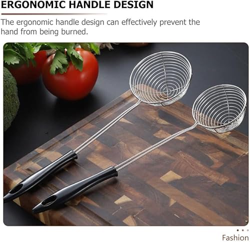 Miniatura 5 de Hemoton Colador de araña de acero inoxidable, 4 unidades, cuchara espumadora, colador de olla caliente, cuchara para pasta de fideos, cuchara para