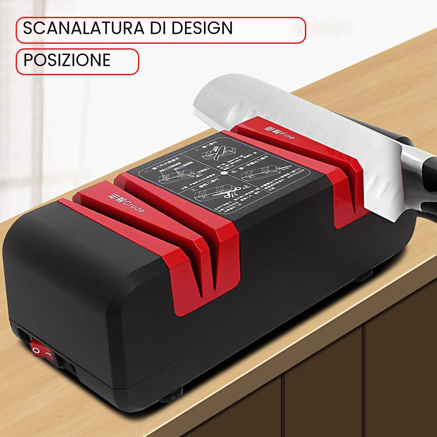 Affilacoltelli Elettrico Professionale, Multifunzione, Automatico, 15 Gradi, Corindone, Nero