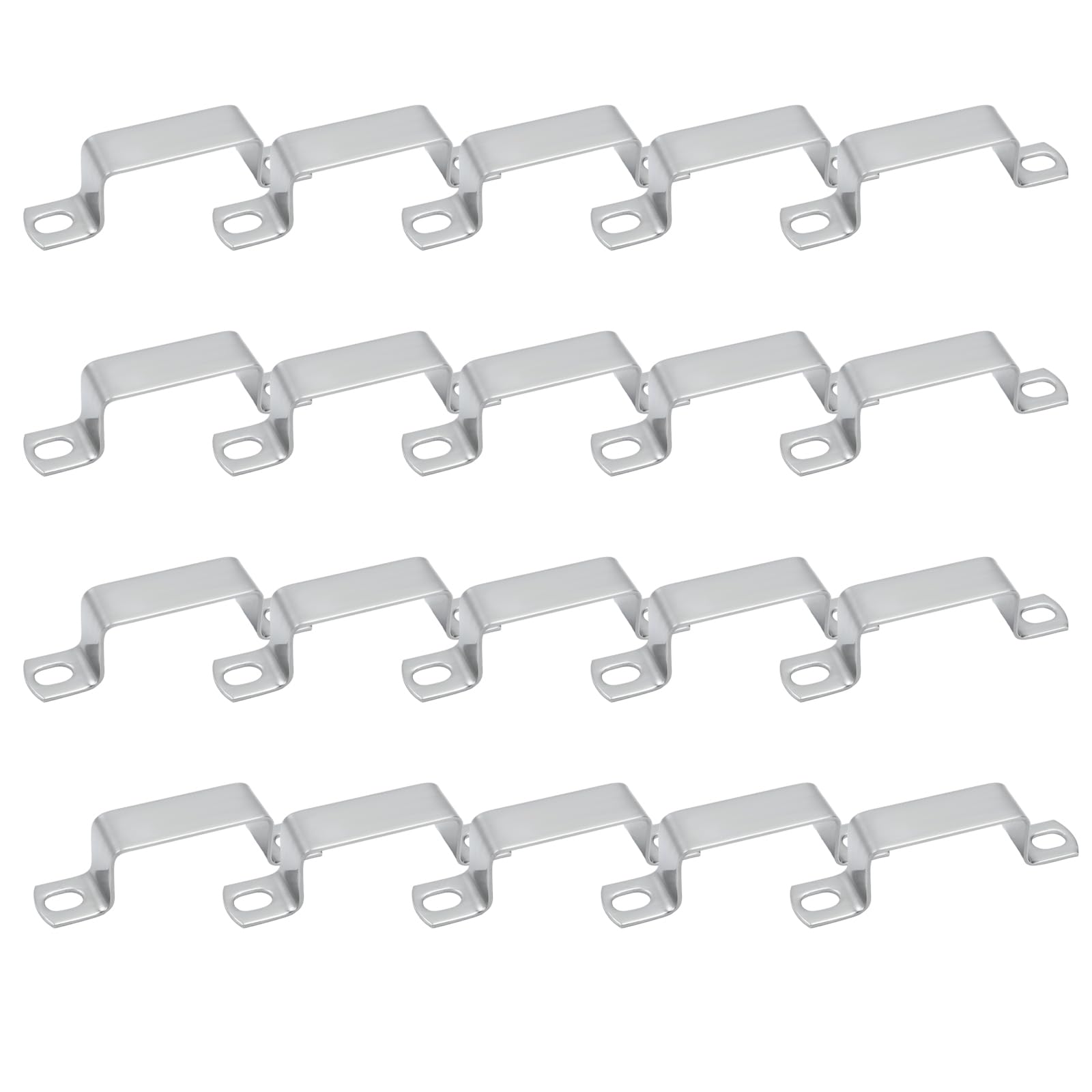 Square Tube Strap Clamp 20Pcs, 2 x 0.88 Inch U Shape Pipe Strap, 304 Stainless Steel, Deck Fence Post Tie Bracket for Conduit, Pumbing System, Strut Channel, Door Closed Bar Holder