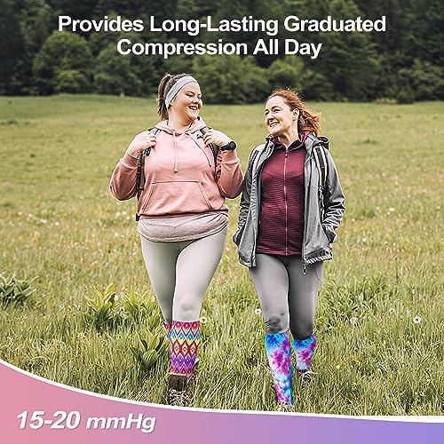 Image of LEVSOX Plus Size Compression Socks for Women Men Wide Calf Extra Large 15-20 mmHg Knee High Sock for Nurses Pregnant Travel