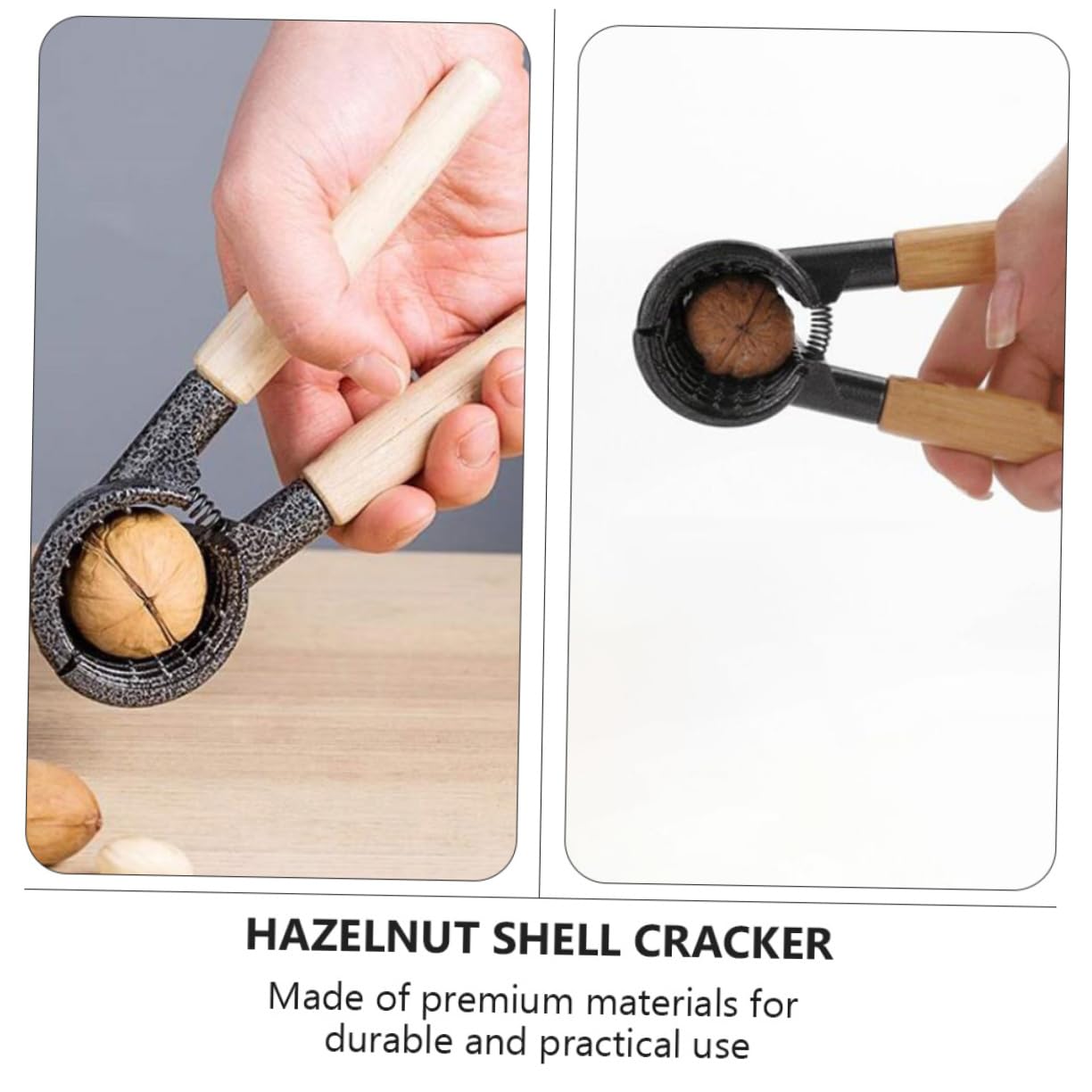 Ciieeo Ergonomic Wooden Handle Nutcracker Pecan Opener Nut Holder Tool Walnut Cracker for Hard Nuts