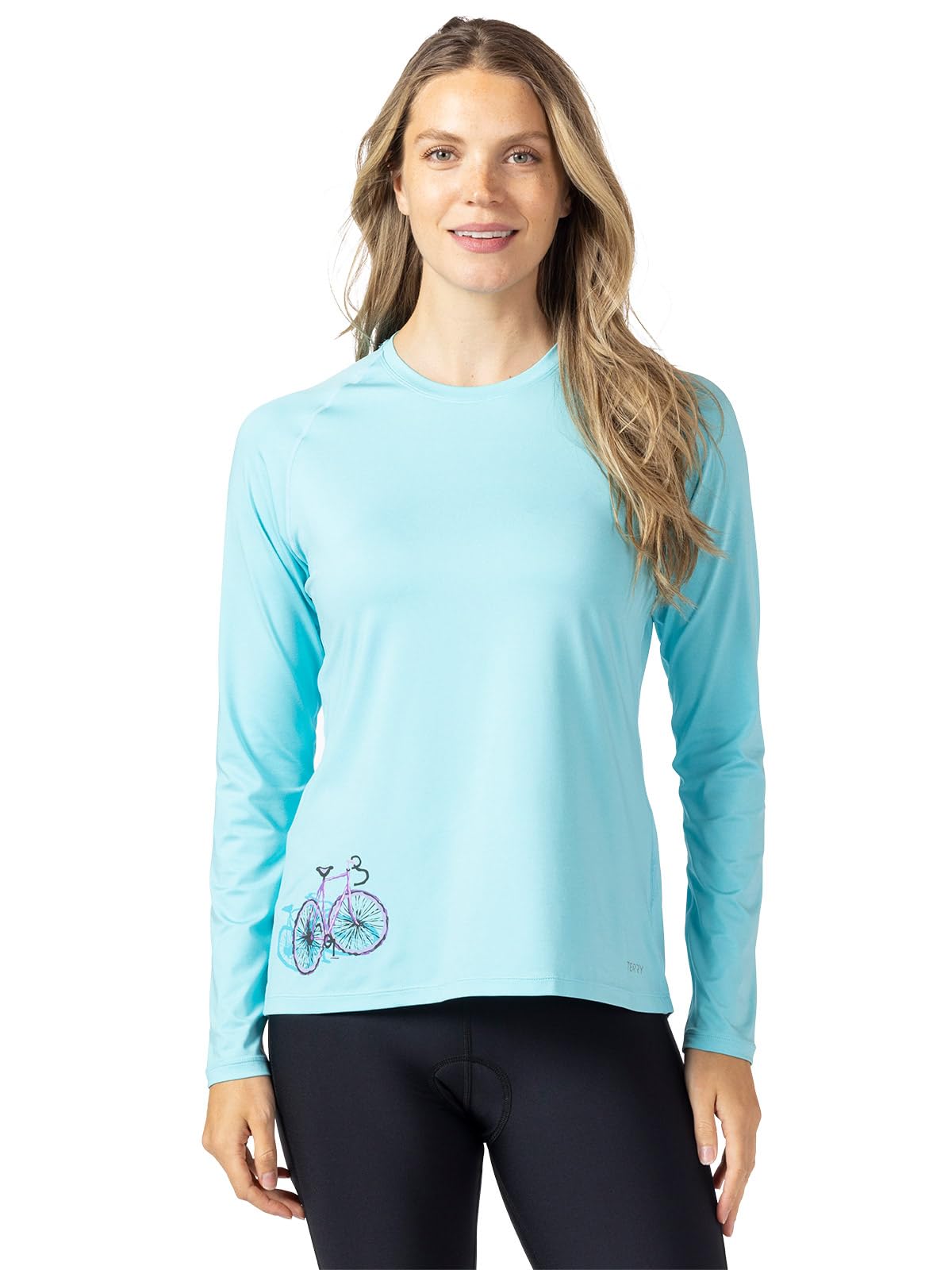 Terry Tech Tee Flow - Maglia a maniche lunghe da donna, protezione solare UPF 50+, ad asciugatura rapida, per escursioni e bici
