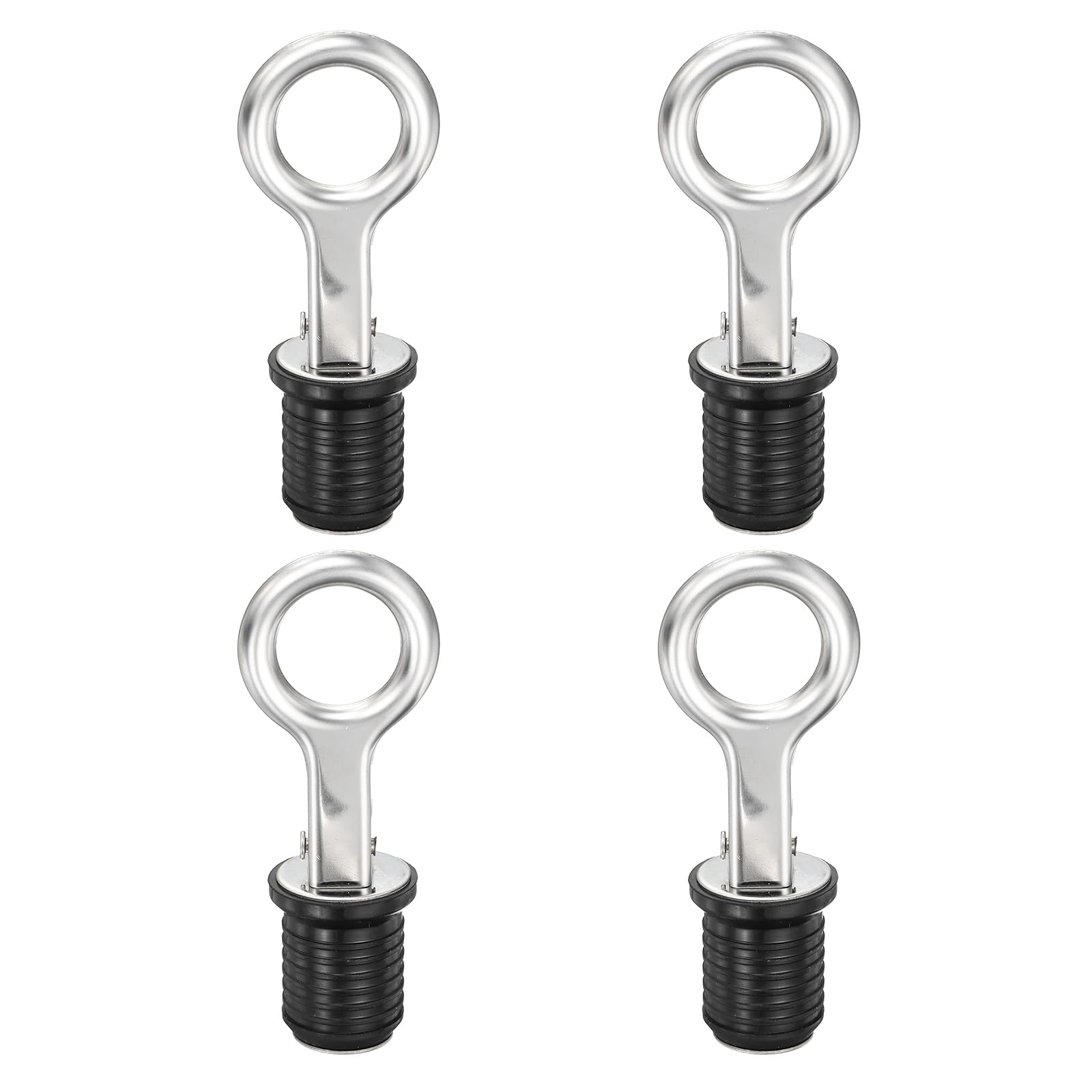 PATIKIL 23.5-28mm Marine Boat Rubber Plug, 4Pcs Stainless Steel Drain Snap Plugs Marine Twist Plug with O Handle for Yachts Kayaks Ship Drains Fishing Boats Accessories