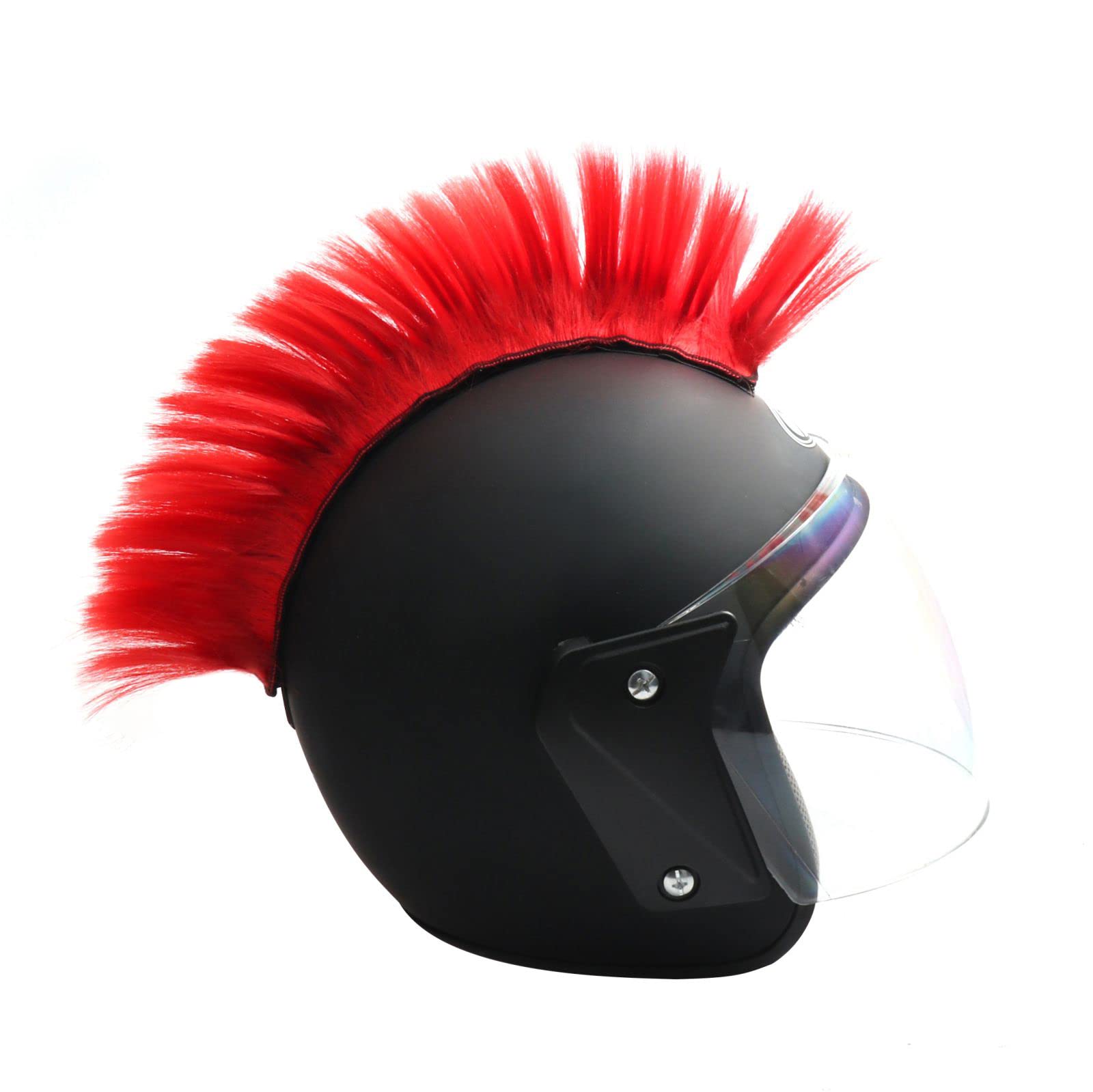 PAXLAMB Helmet Mohawk Wigs Skinhead Wig Hair Patches Hairpiece for Bicycle Motorcycle Cycling Scooters Polo Ski Snowboard Cosplay Costume (Red)