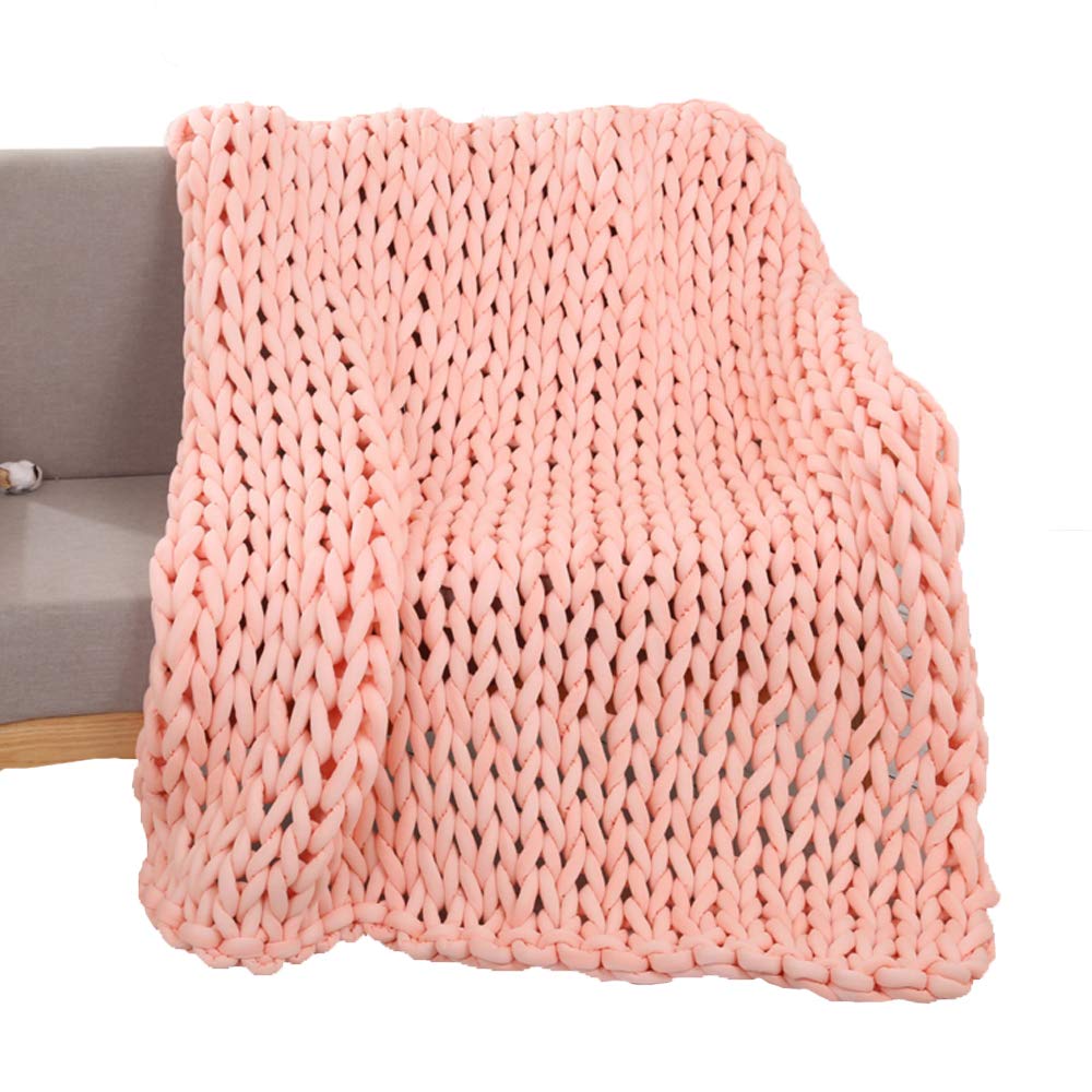 Amazon Com Shell Pink Handmade Chunky Knit Blanket 79x79inch Super Chunky Knit Throw Blanket Chunky Braid Blanket Large Knit Blanket Giant Knit Blanket Arm Knitting Chunky Blanket Machine Washable Blanket Kitchen Dining