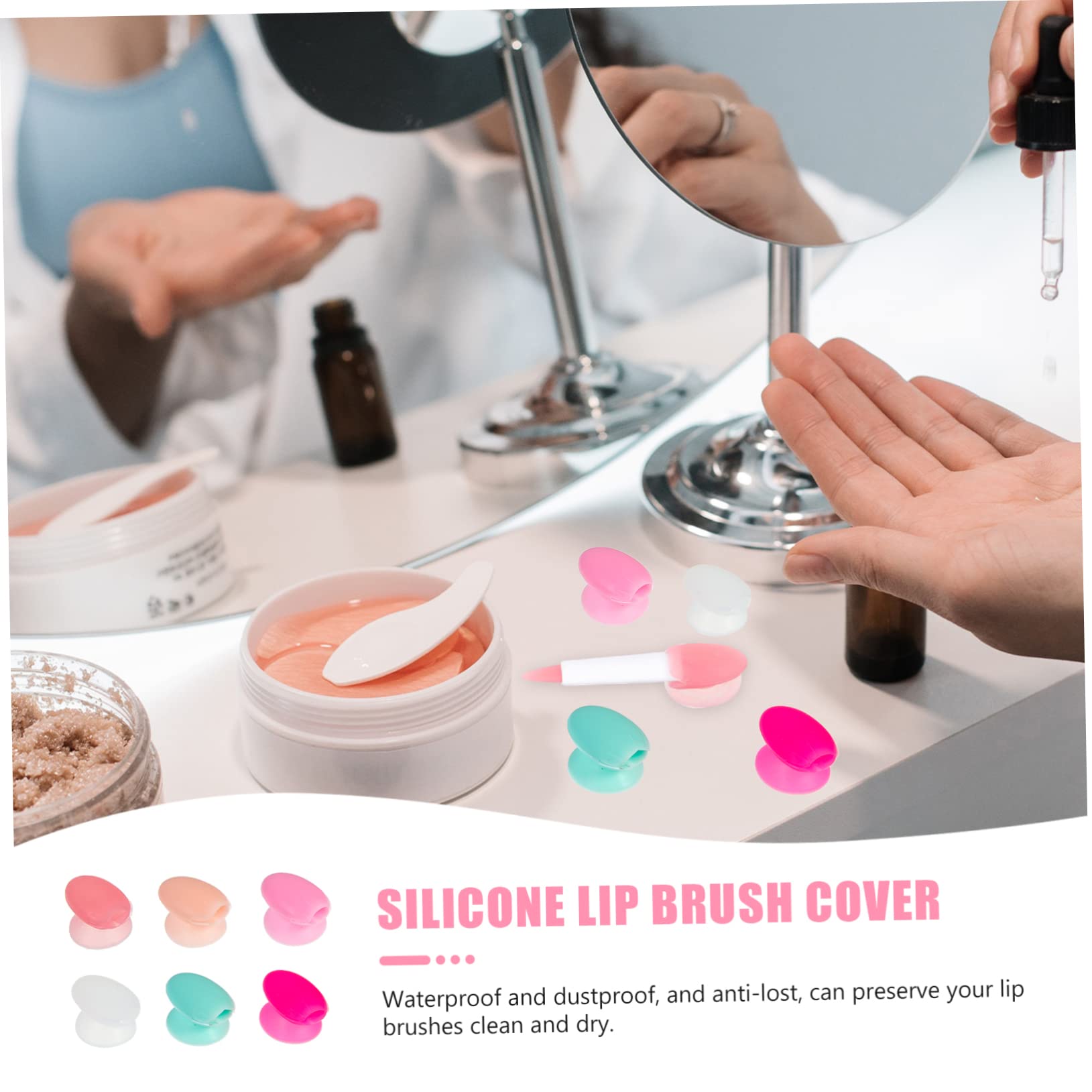 BELLIFFY Makeup Brush Cover 6pcs Lip Brush Anti-lost Cover for Long Lasting Use