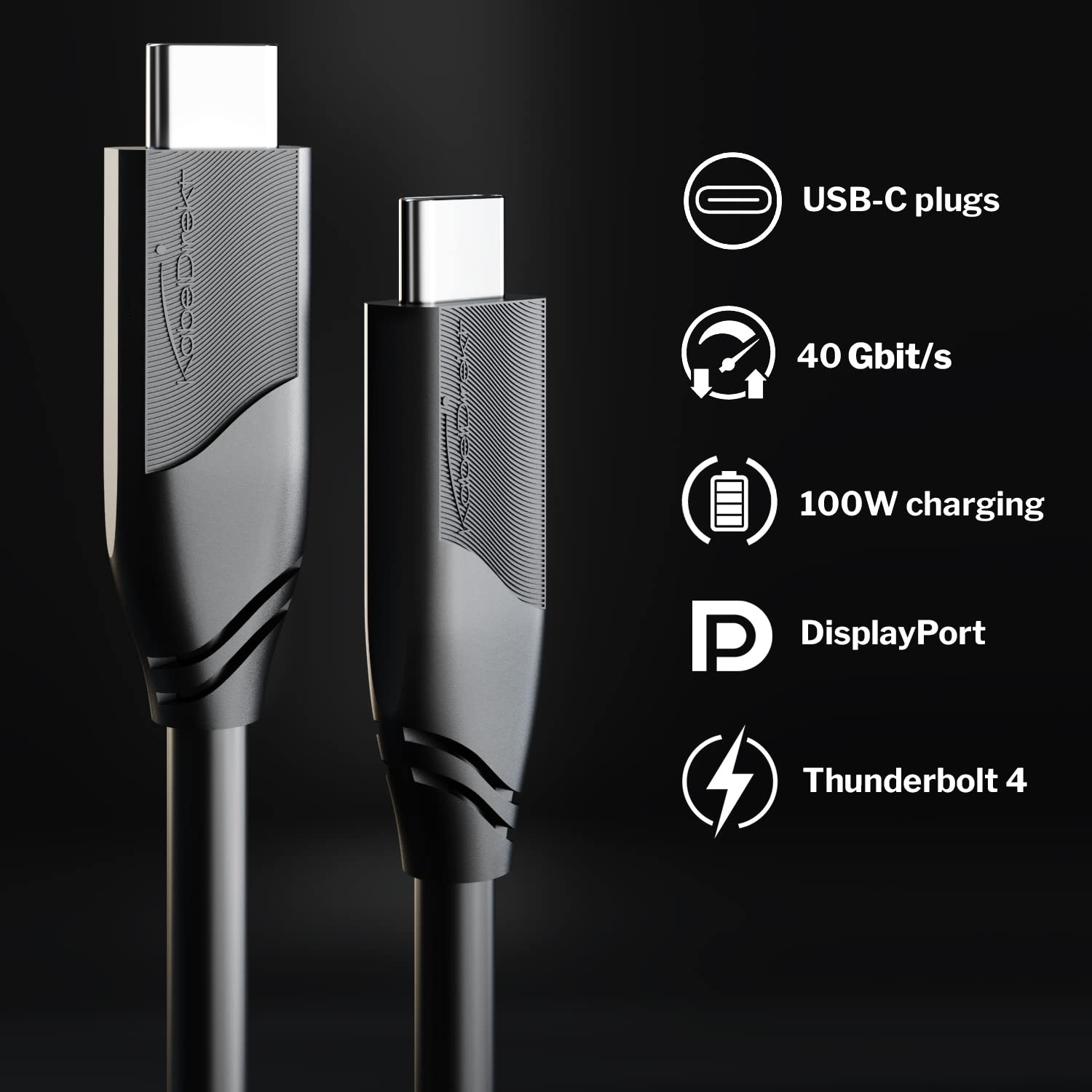 KabelDirekt – Câble USB-C 8K tout-en-un – 5m, 40Gbit/s, 100W