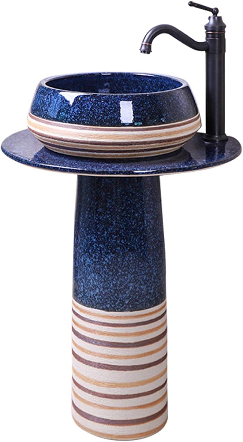 Modern Pedestal Sink, Personality Bathroom Sink with Drain Installation Hole, for Indoor and Outdoor Small Apartment,B,55x45x80cm (E 55x45x80cm)