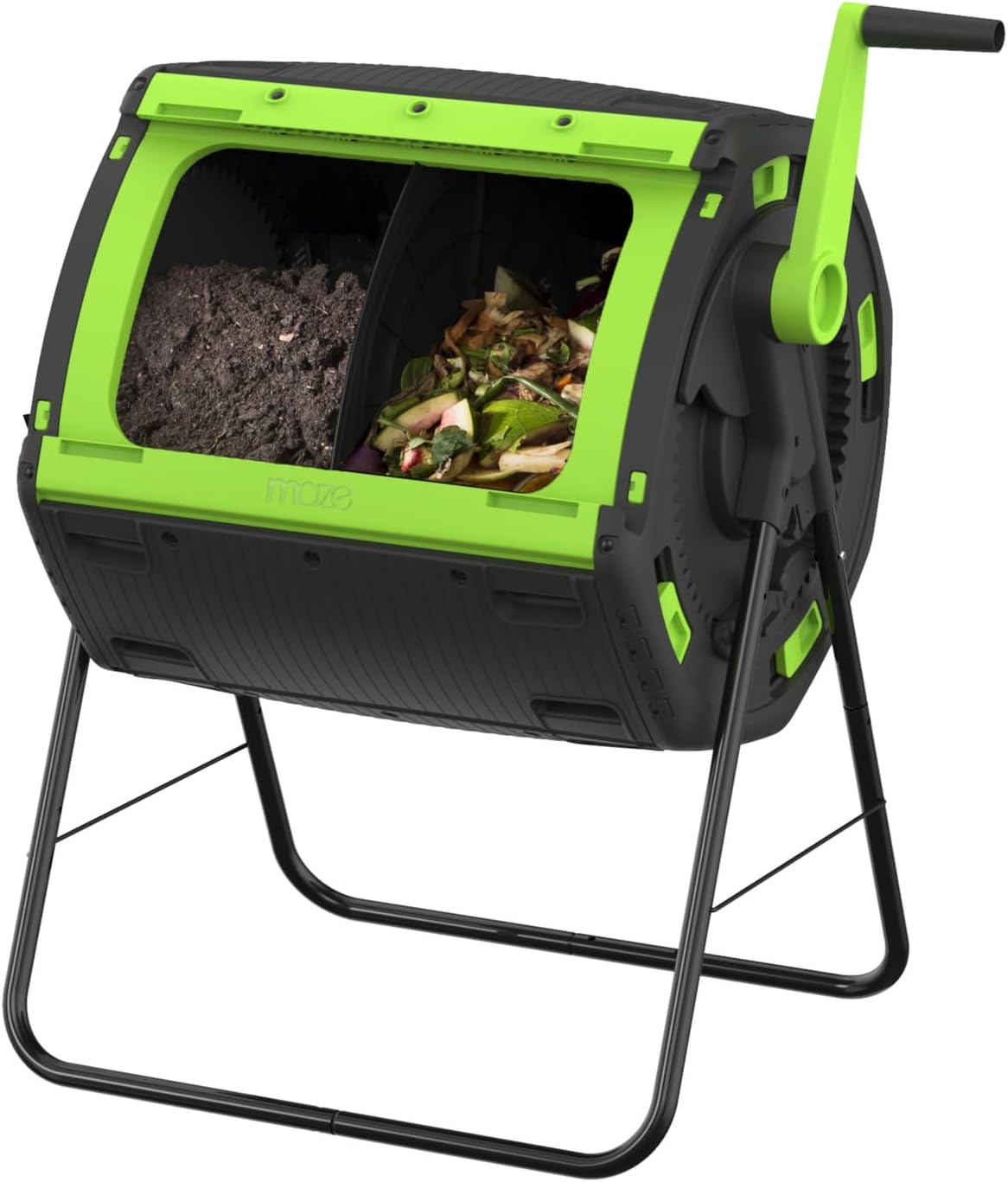 HomeStock Compost Tumbler 48 Gallon Dual Compartment - Easy Turning Geared Design