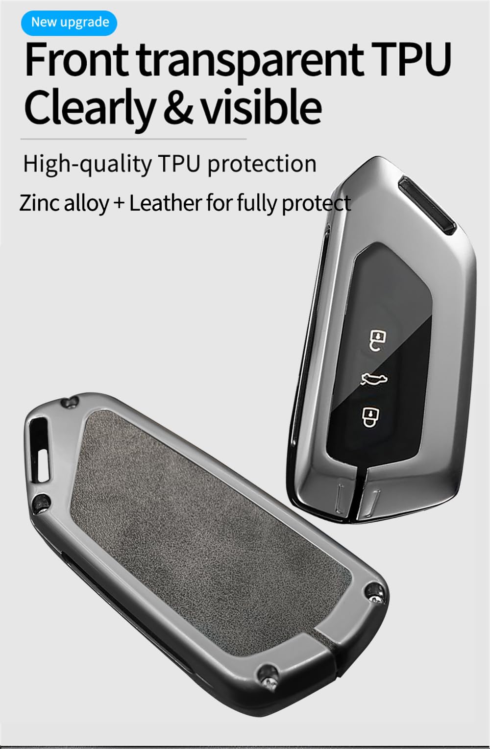 ontto Metalowe etui na kluczyki samochodowe 3/4/5 przycisków, pasuje do Golf 8 8.5 Tiguan 3 ID.3 ID.4 ID.7 Passat B9 Multivan T7