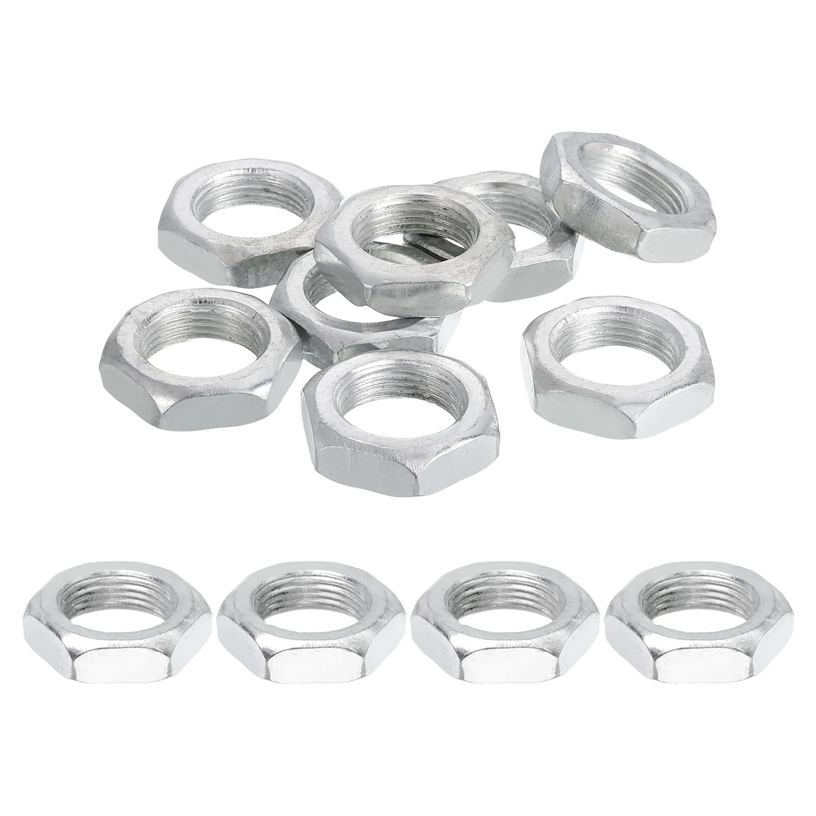 PATIKIL M22x1.5x9mm Steel Hex Nuts, 12Pcs Metric Fine Thread Carbon Steel Zinc Plated Finished Hardware Screw Nuts Fasteners for Machinery Manufacturing, Industrial Use, 32mm Width
