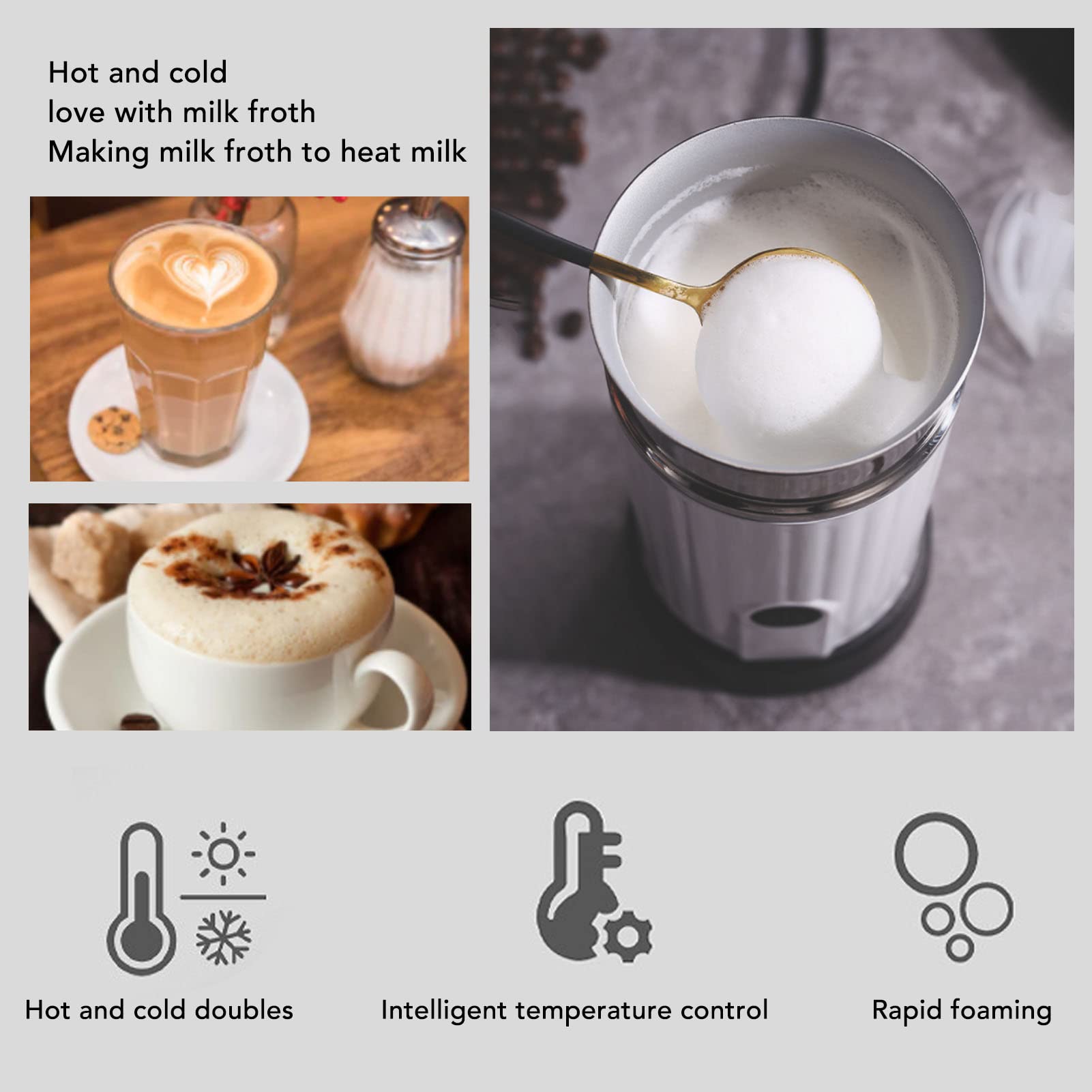 Mousseur à Lait 4 En 1 380ml - Mousse Chaude Et Froide Pour Café, Latte, Cappuccino