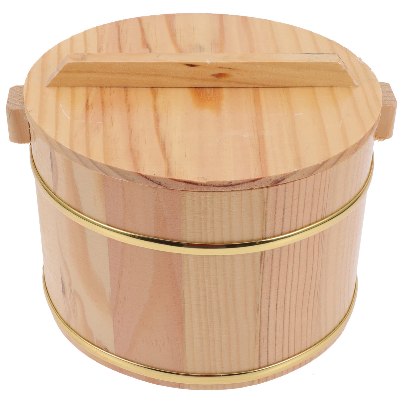 Amosfun 1 Set of Wooden Sushi Rice Bowl Hangiri Sushi Oke Rice Mixing Tub Japanese Wooden Steamed Rice Bucket with Lid for Sushi Restaurant Sushi Oke 18cm