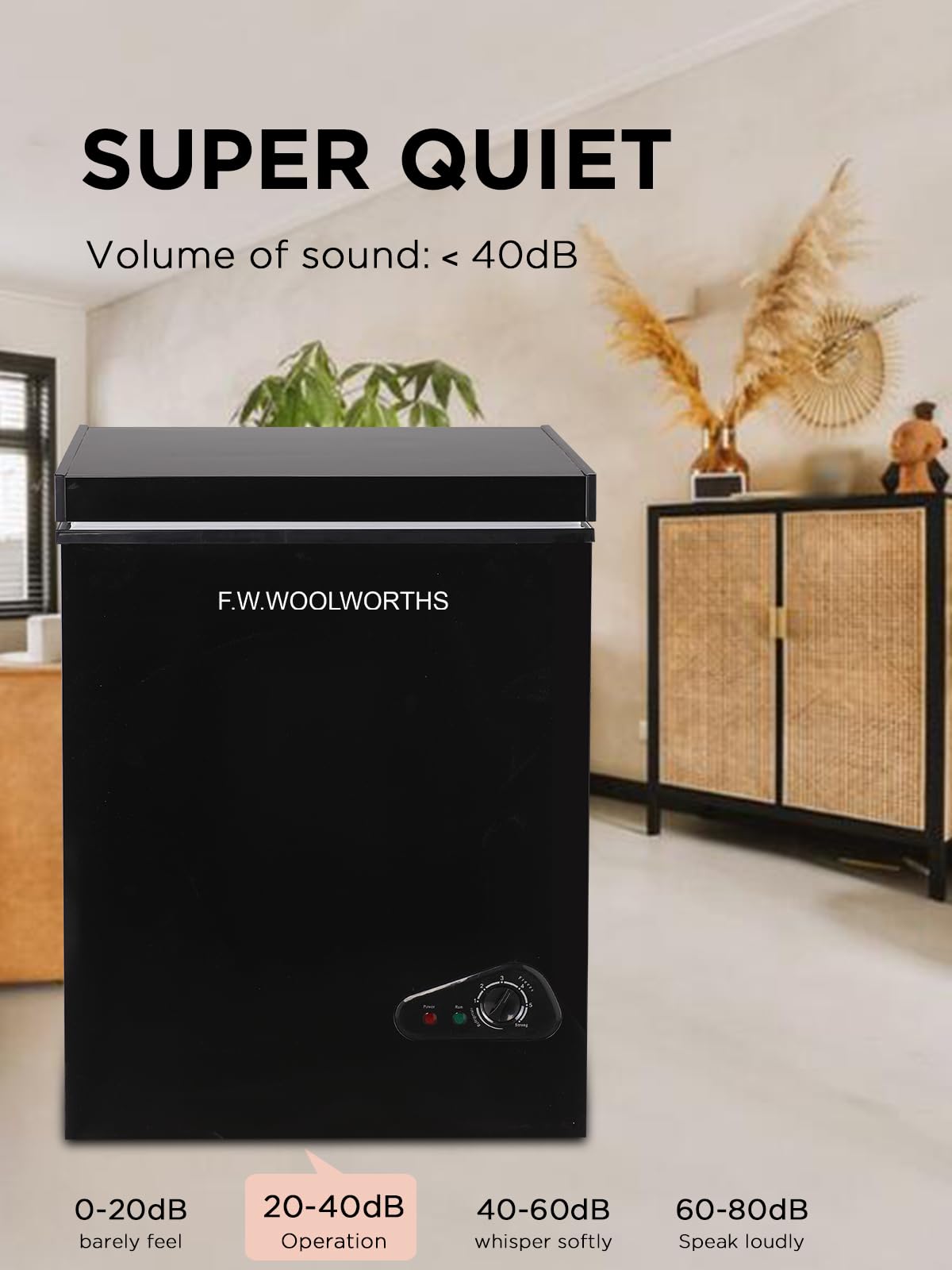 F.W.Woolworths 3.5 Cu.Ft Chest Freezer With Removable Basket, Deep Freezer Adjustable 7 Thermostat, Compact Freezer For Kitchen, House, Office, Garage, Basement, Rvs-Black on Fridge.com - View 4