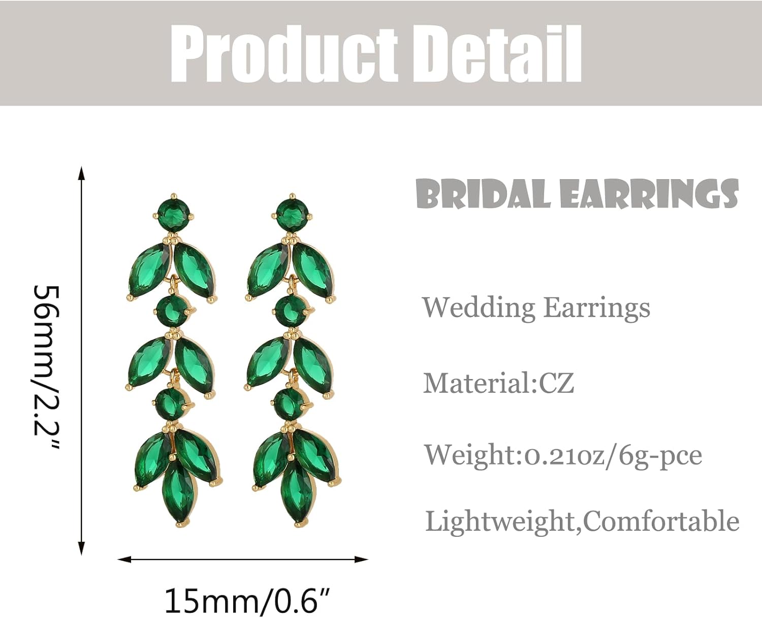 Cubic Zirconia Wedding Earrings for Bridal Elegant Rhinestone Crystal Drop Dangle Earrings for Women Bridesmaids Guest Party Prom Jewelry Trendy - Image 6