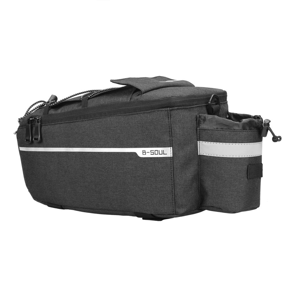 Likense Bicycle Bag Insulated Trunk Cycling Pack Bicycle Reflective Rear Seat Storage Bag for Warm or Cold Items,Black