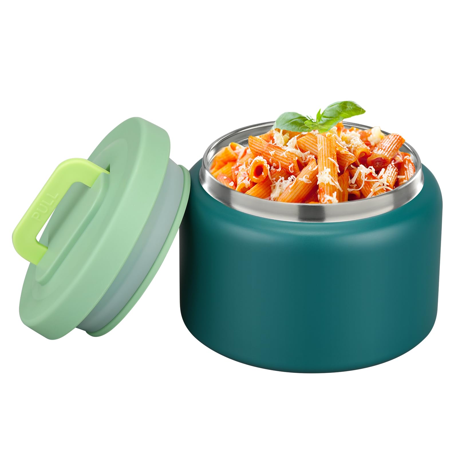 PIQUEBAR Small Lunch Thermo Food Container Stainless Steel,Food for Preschool Travel (Green)