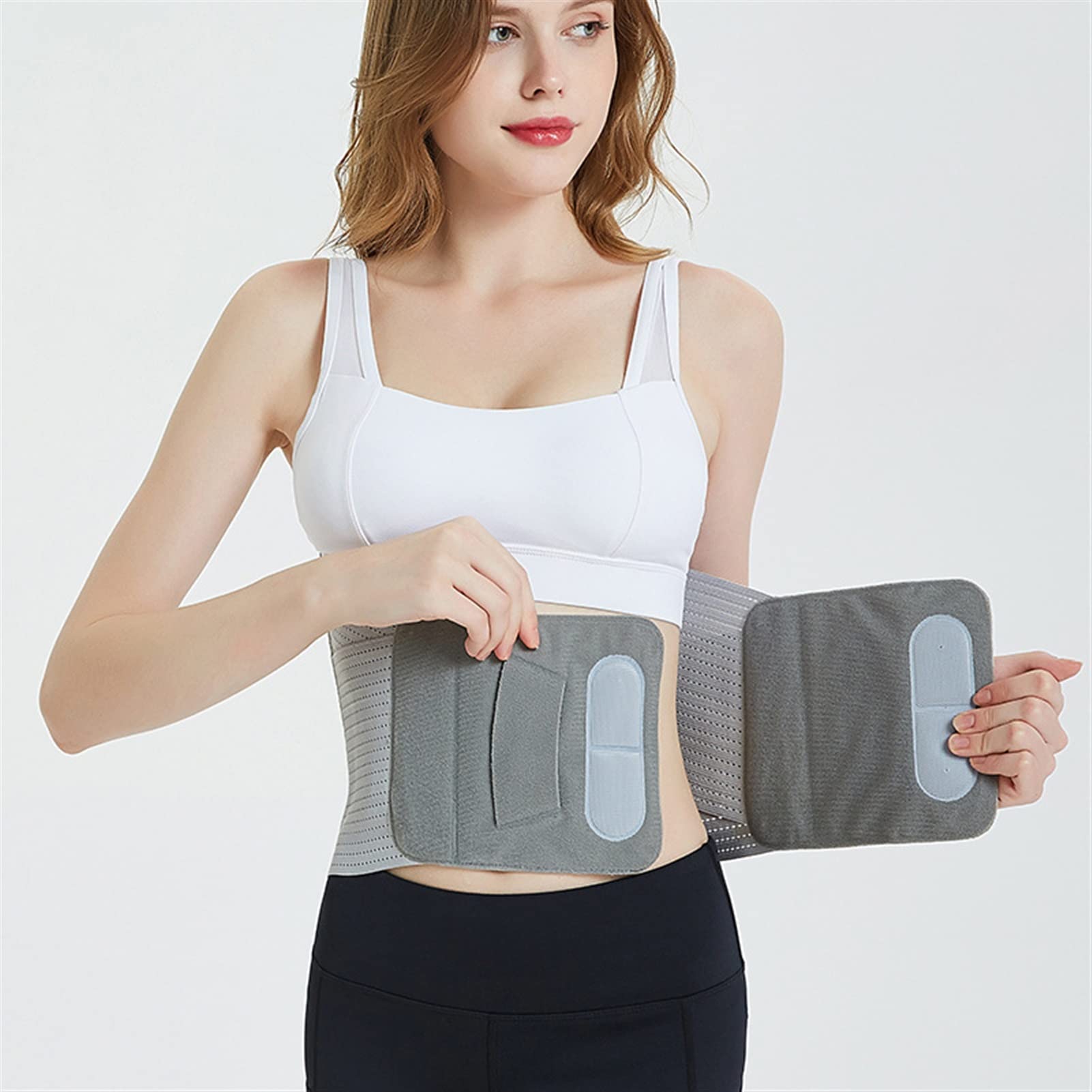 Faja Lumbar Transpirable Cinturón De Sujeción Lumbar Ajustable con 3 Almohadillas De Masaje Extraíbles para El Dolor De Espalda Hernia De Disco Alivio De La Ciática