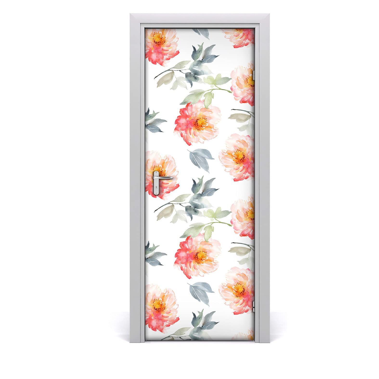 Papier peint sur la porte pour relooker une porte abîmée 85x200