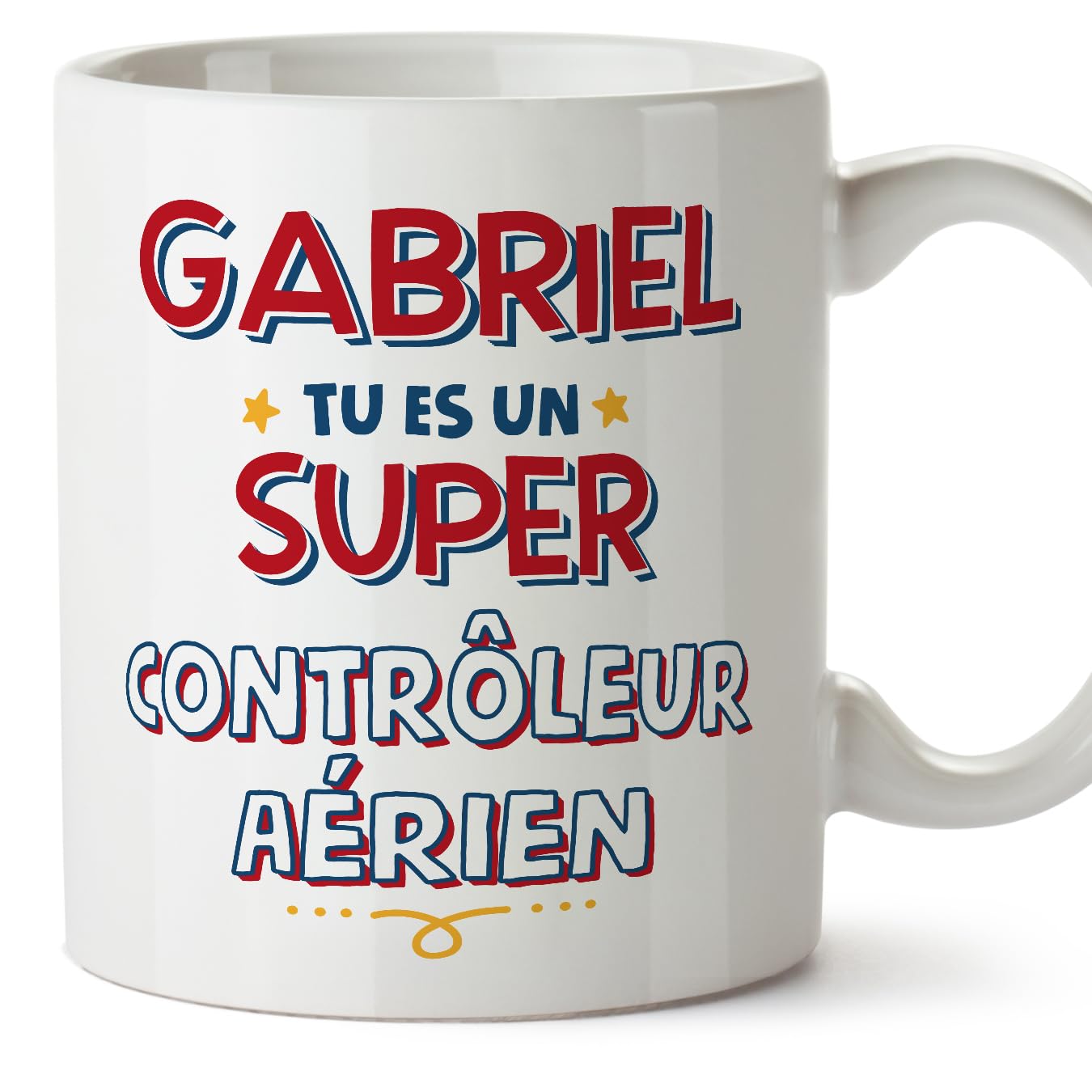 MUGFFINS Personalised Mug for AIR Traffic Controller Man - in French - Tu ES Super - Funny Custom Gift for Colleagues - Ceramic 11oz Mug — image 1