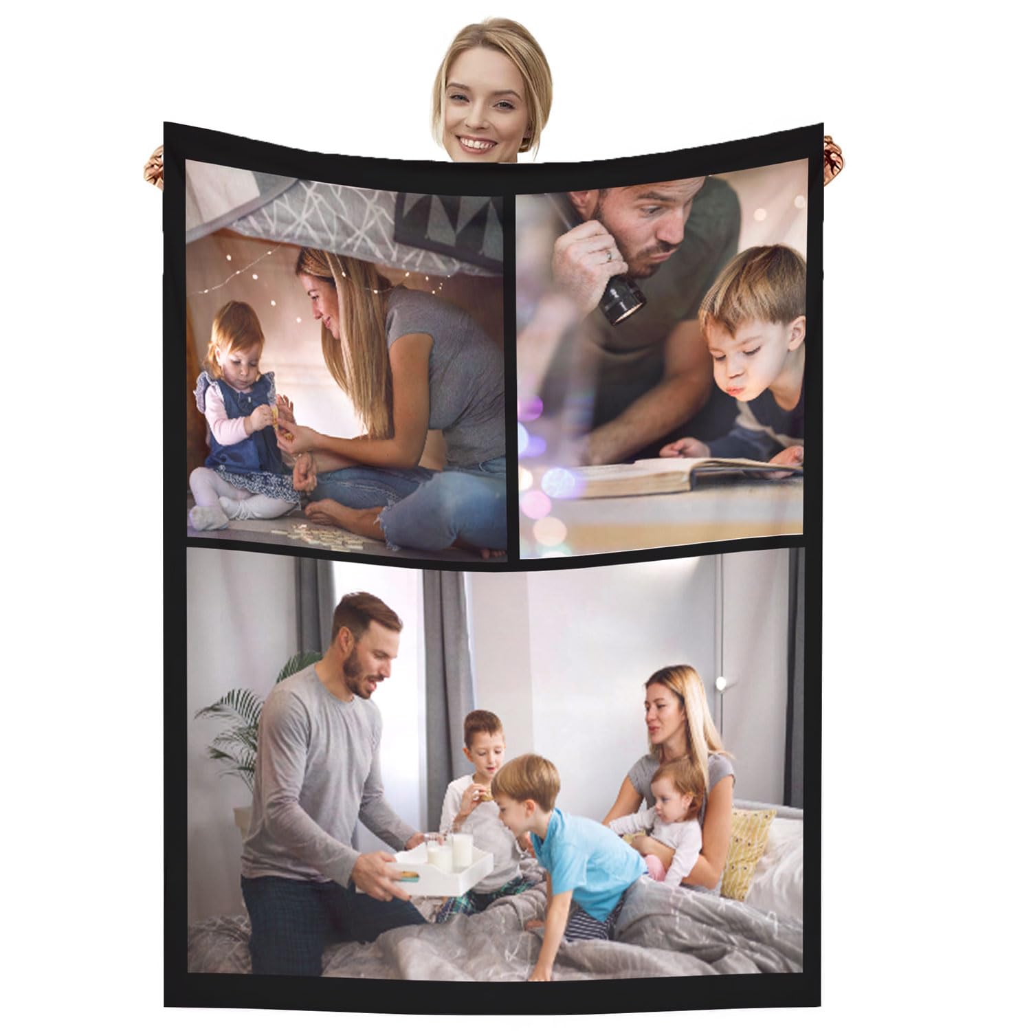 Dmkjdzsw personalised blanket，custom blanket， Soft Cosy Custom Blanket for Adults Kids，Personalised Gifts for Mum, Dad, Boyfriend-C-180 * 230CM