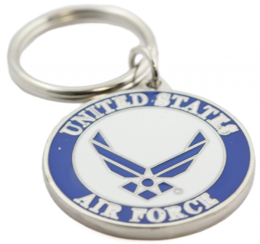 EEC, Inc. US Air Force Logo Keychain Patriotic Key Ring Military Gift Men Women Veterans, Blue, 1 1/2"