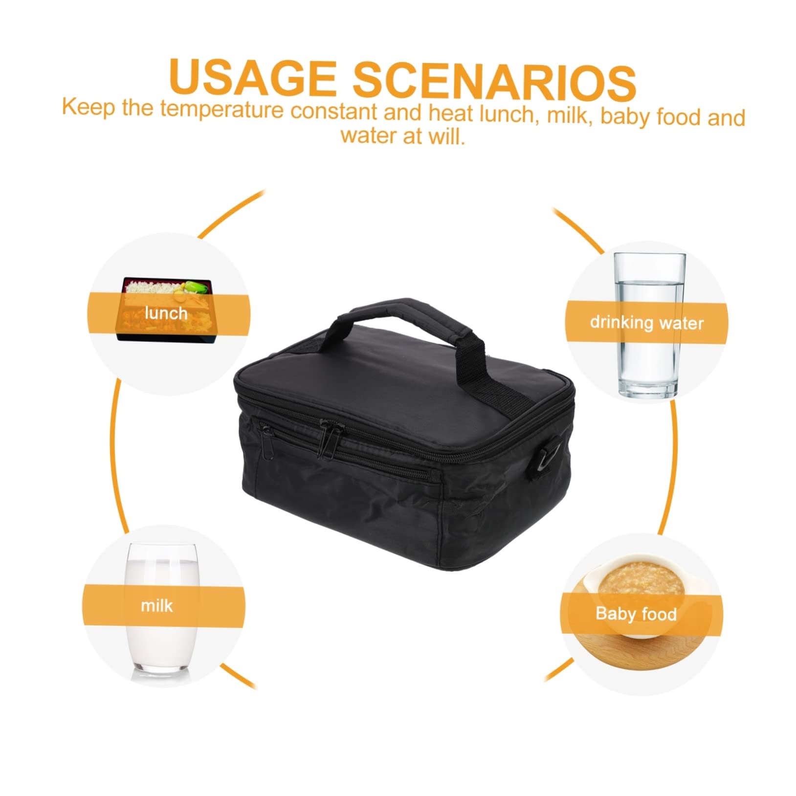 Mipcase Bolsa Térmica para Almuerzo 12v, de Tela Oxford, Calentamiento y Mantención de Temperatura, Adecuada para Oficina y Pesca Nocturna