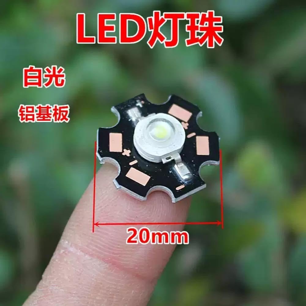 Chip LED per illuminazione 1W 3W,Diodo emettitore LED con dissipatore di calore in forma di plasma in alluminio da 20mm,per sostituzione fai-da-te della torcia torcia per (50 pezzi/3W-blu 475 NM)