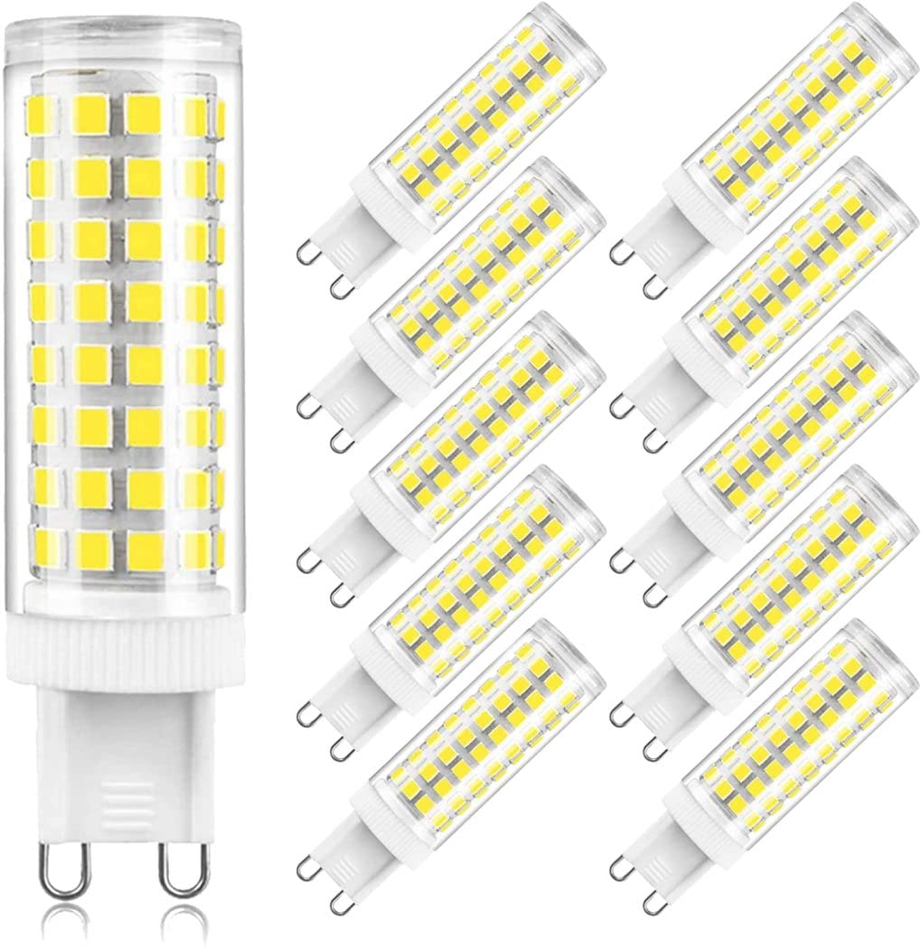 G9 Bombillas LED, Bombillas LED de araña de 10 W 102 cuentas de lámpara 1000 lm AC 220 V (equivalente a halógeno de 80 W), base de pin bi G9 no regulable, ángulo de haz de 360°,Cold white,10 Pack
