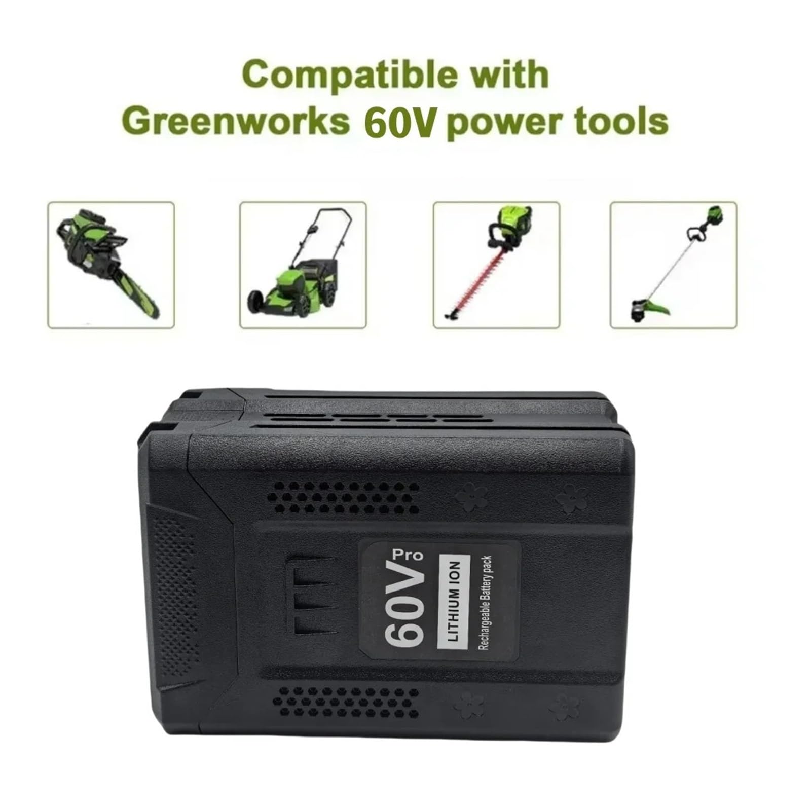 Batería de Iones de Litio de 60 V 6,0/8,0/10,0 Ah Compatible con Greenworks cortacésped sin escobillas y Herramientas de jardinería Pro GD60AB(10000mAh)