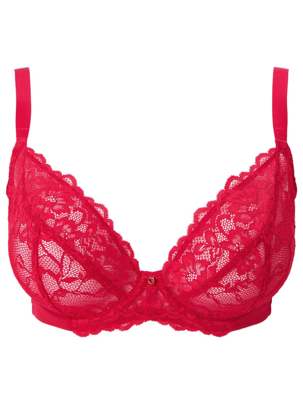 Ann Summers Sexy Lace Fuller Bust Non Padded Plunge Bra Curve-Enhancing Womens Underwear with Underwire Support, Sheer Lace Cups & Power Mesh Wings