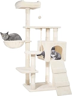 Hawsaiy Multi Level 50 inch Cat Tree Tower for Indoor Cat Furniture Condo Activity Center Play House with Scratching Sisal Posts,Hammock,Ladder and Feeding Bowl