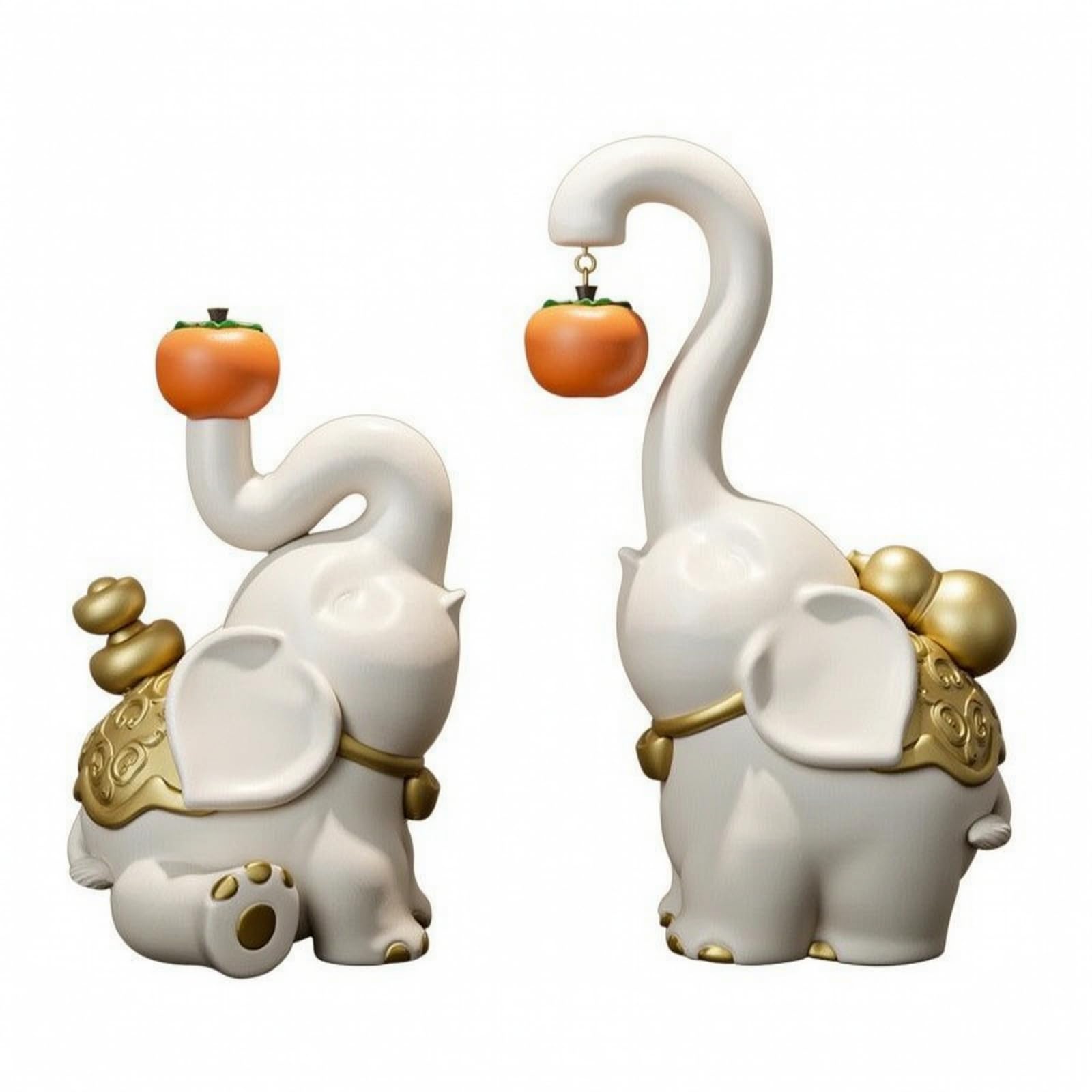 Ornamento in Resina, Elefanti Ornamentali Bianchi In Resina, Versione Piccola, size to 2