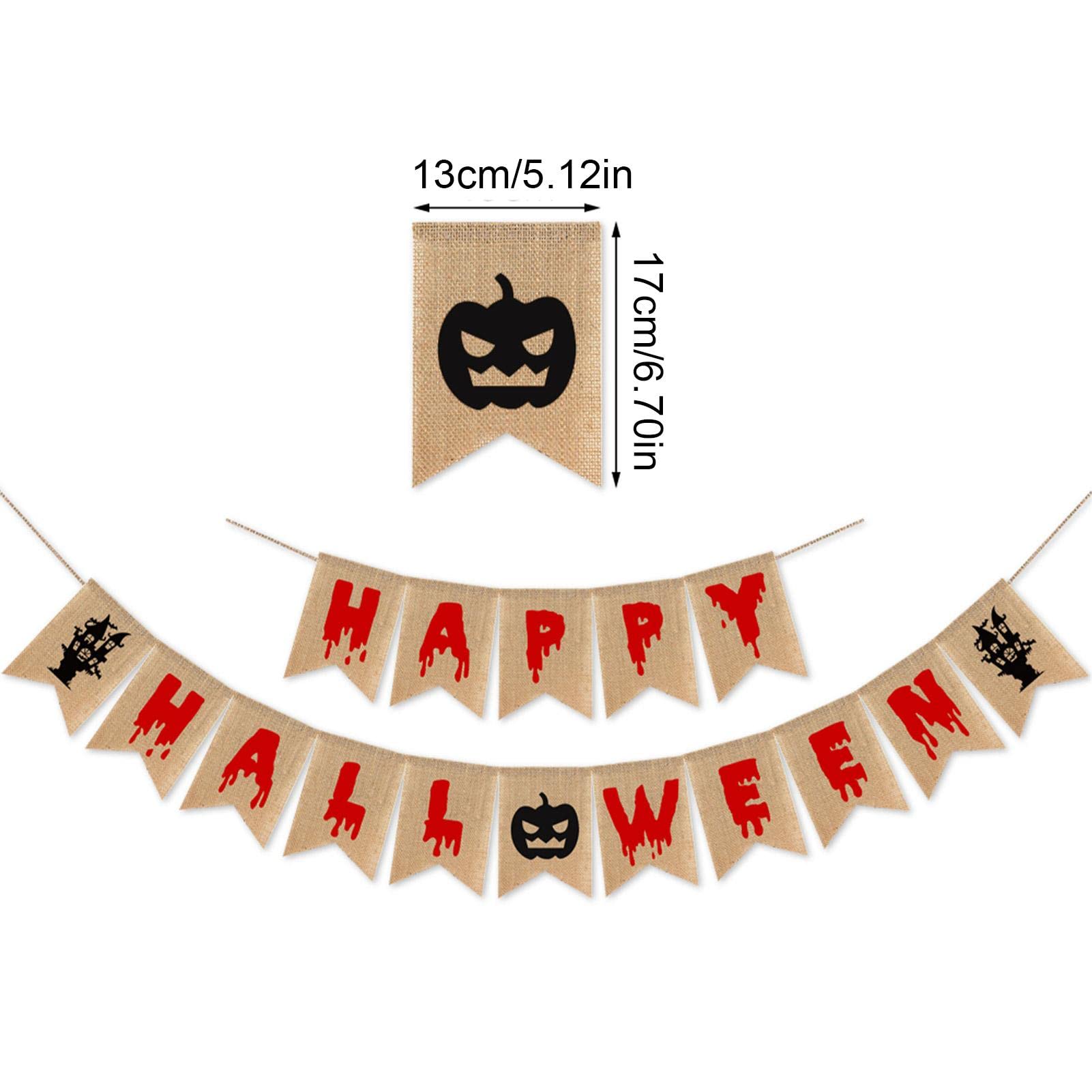 Banner di Tela di Halloween - Banner di Ghirlanda per Feste di Halloween con Strega di Zucca, Ghirlanda di striscioni rustici da Appendere per Decorazioni per Feste in Fattoria di Halloween