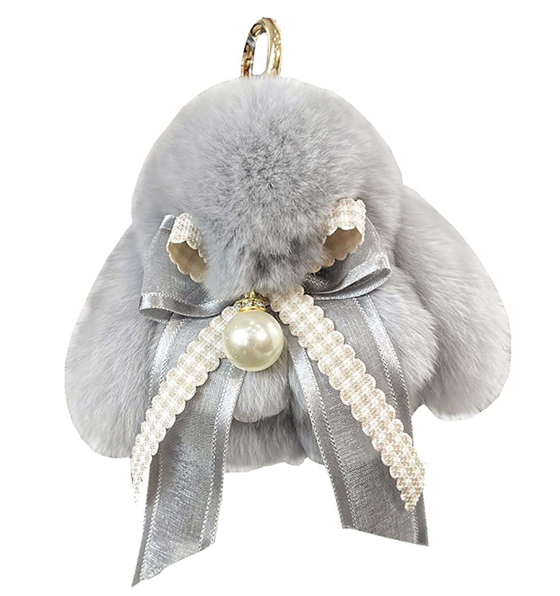 Menocetri Soft Fluffy Rabbit Keychain Cute Plush Key Rings Faux Fur Keyring Pompom Keychain Decoration