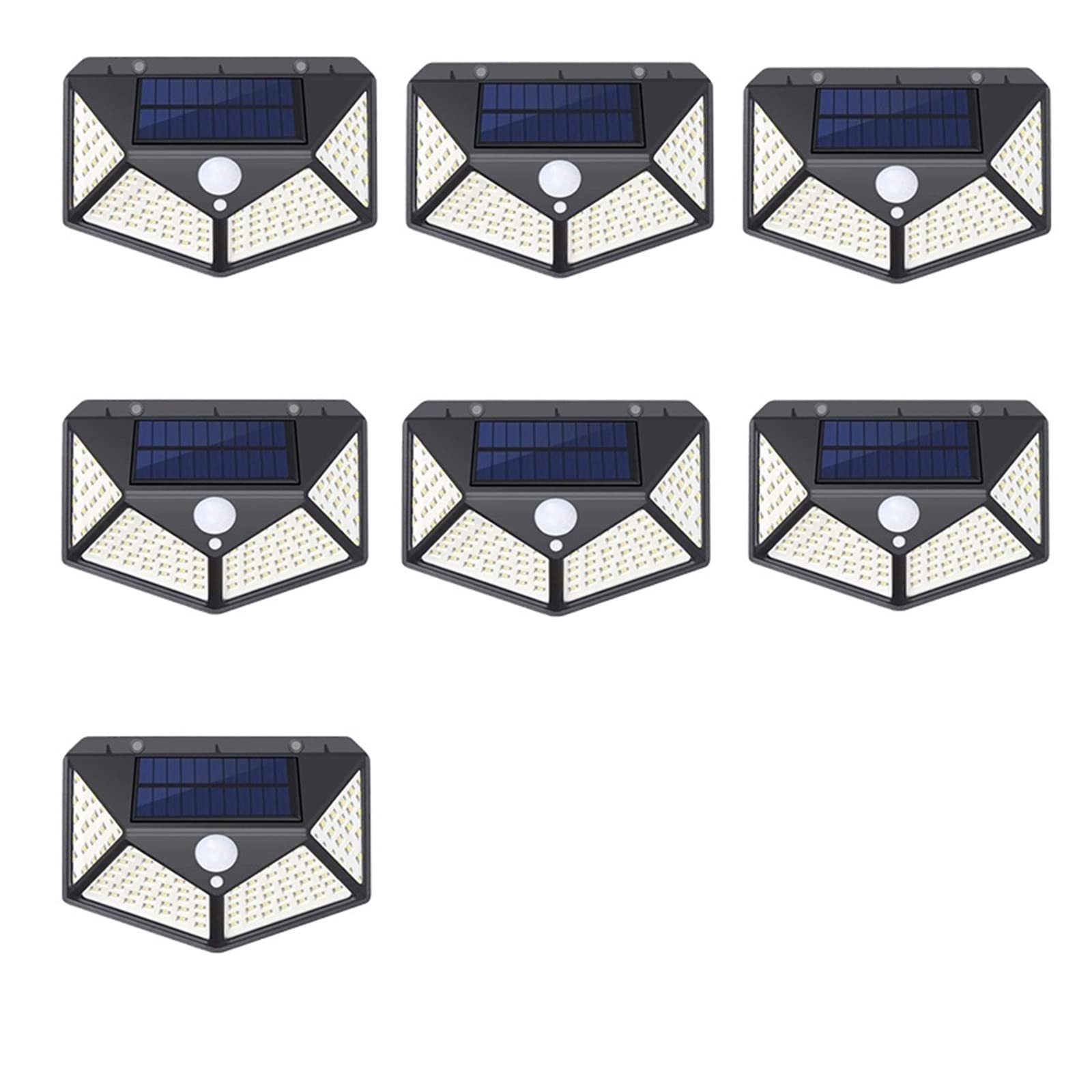 DELURA Outdoor Solar Lights 100 LED Solar Lights Outdoor Solar Wall Lamp PIR Motion Sensor Lamp Waterproof Solar Street Light for Garden Decoration Easy to Install (Color : 100LED-7PCS)