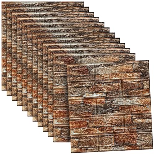STAYOUNG 12 Pieces 3D Wall Panel - Self-Adhesive Wallpaper PE Foa...