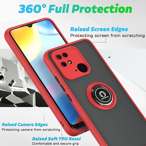 Miniatura 2 de QUIETIP Funda compatible con Xiaomi Redmi 10CPoco C40, TPU + PC duro a prueba de golpes, anillo magnético para soporte de coche con protector de