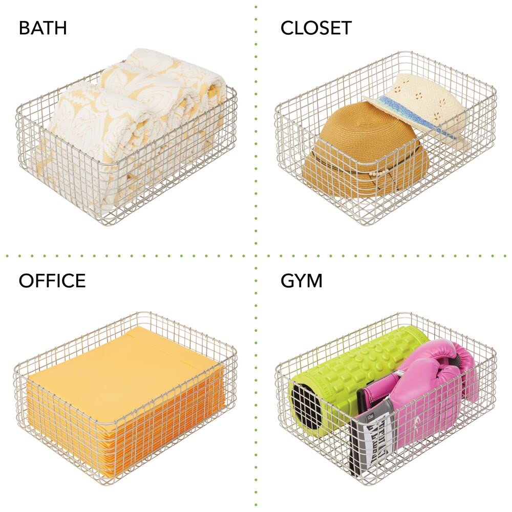 mDesign panier en métal pratique (lot de 6) – panier de rangement compact pour cuisine et garde-manger – panier rangement polyvalent pour aliments, ustensiles de cuisine, etc. – argenté mat