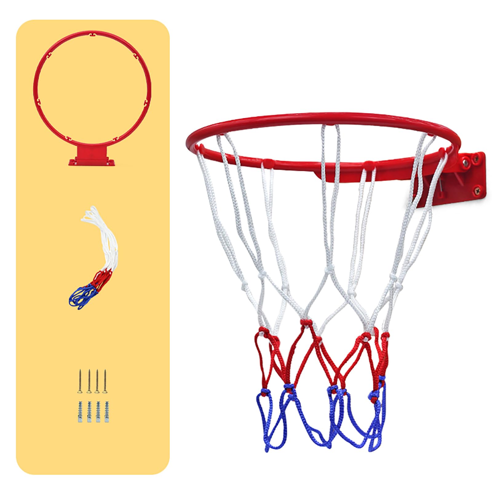 Photo 1 of [DAMAGED] MHYXDD Indoor Mini Basketball Hoop - Spring Shock Absorption Plastic Rim, 9.84 Inch (25cm) Diameter, Fits Size 3 Basketball, Shockproof Design (Red)