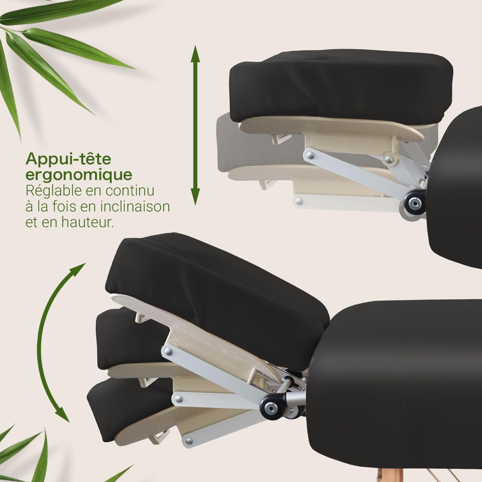 MASSUNDA - Mobile Comfort Deluxe Table de Massage réglable en Hauteur, Table de Massage Pliante Large en Bois Massif, Tables de Massage, Professionnelle (Noir)