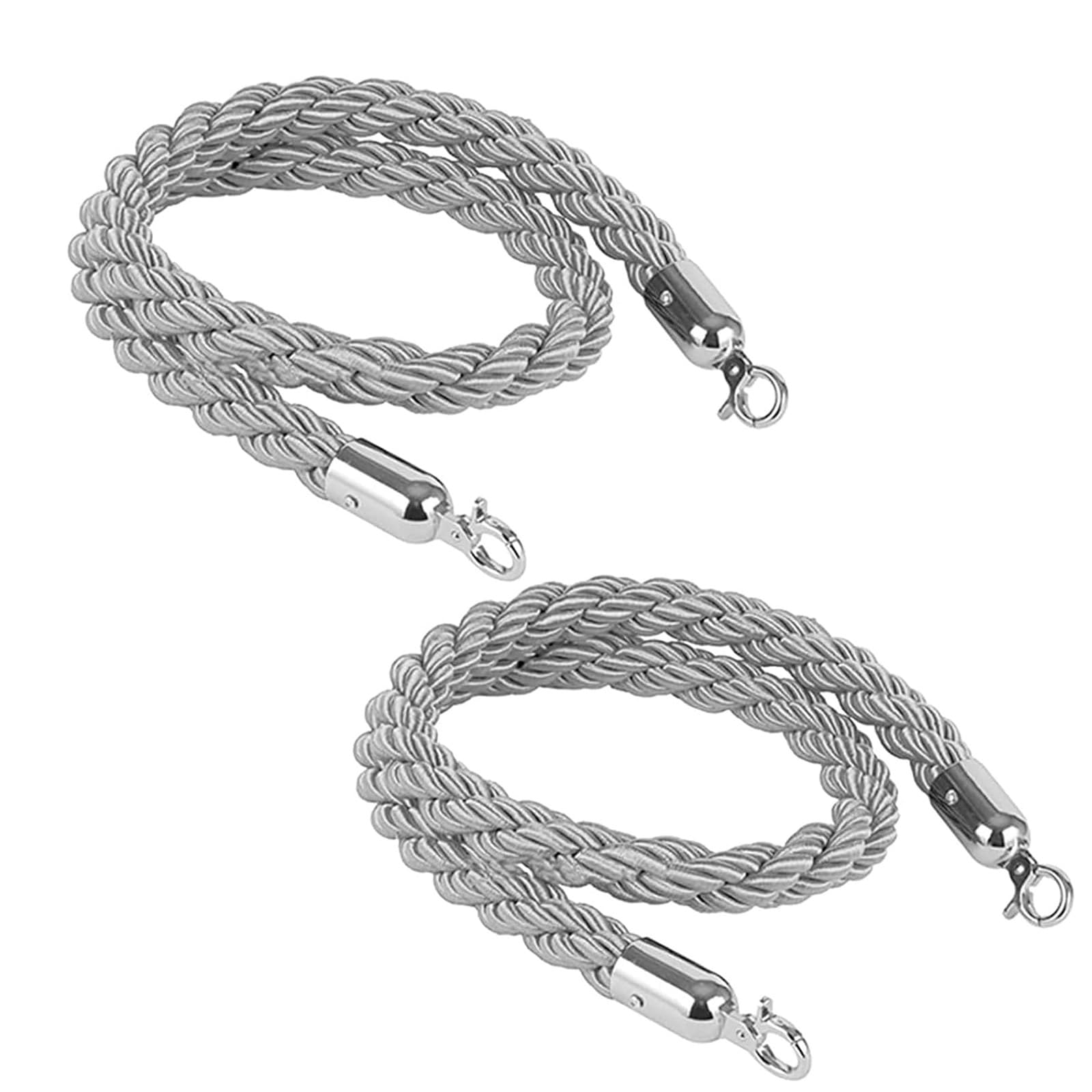 Zonshjdkr Grey Retractable Rope, Rope Barriers, Queue Barrier, 2 Pcs Silvery Stanchion Ropes,Rope/Braided Hemp,Hanging For Movie Theaters,Grand Openings, Weddings,Crowd Control
