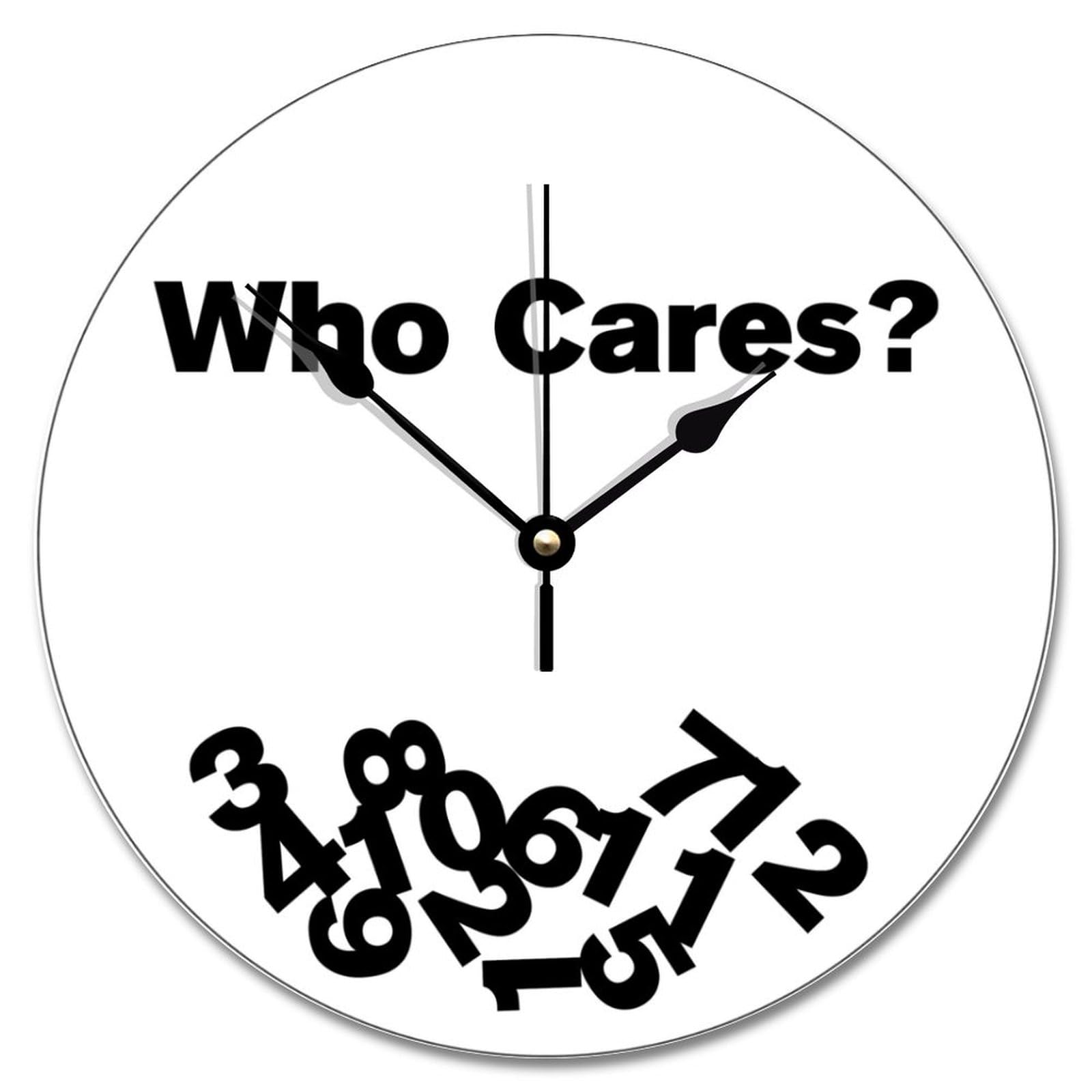 LMMIXEE Who Cares Clock Retirement Vacation 10 Inch Round Wall Clocks Battery Operated Silent Retired Home Decor Wall Decor for Living Room Kitchen Bedroom Office