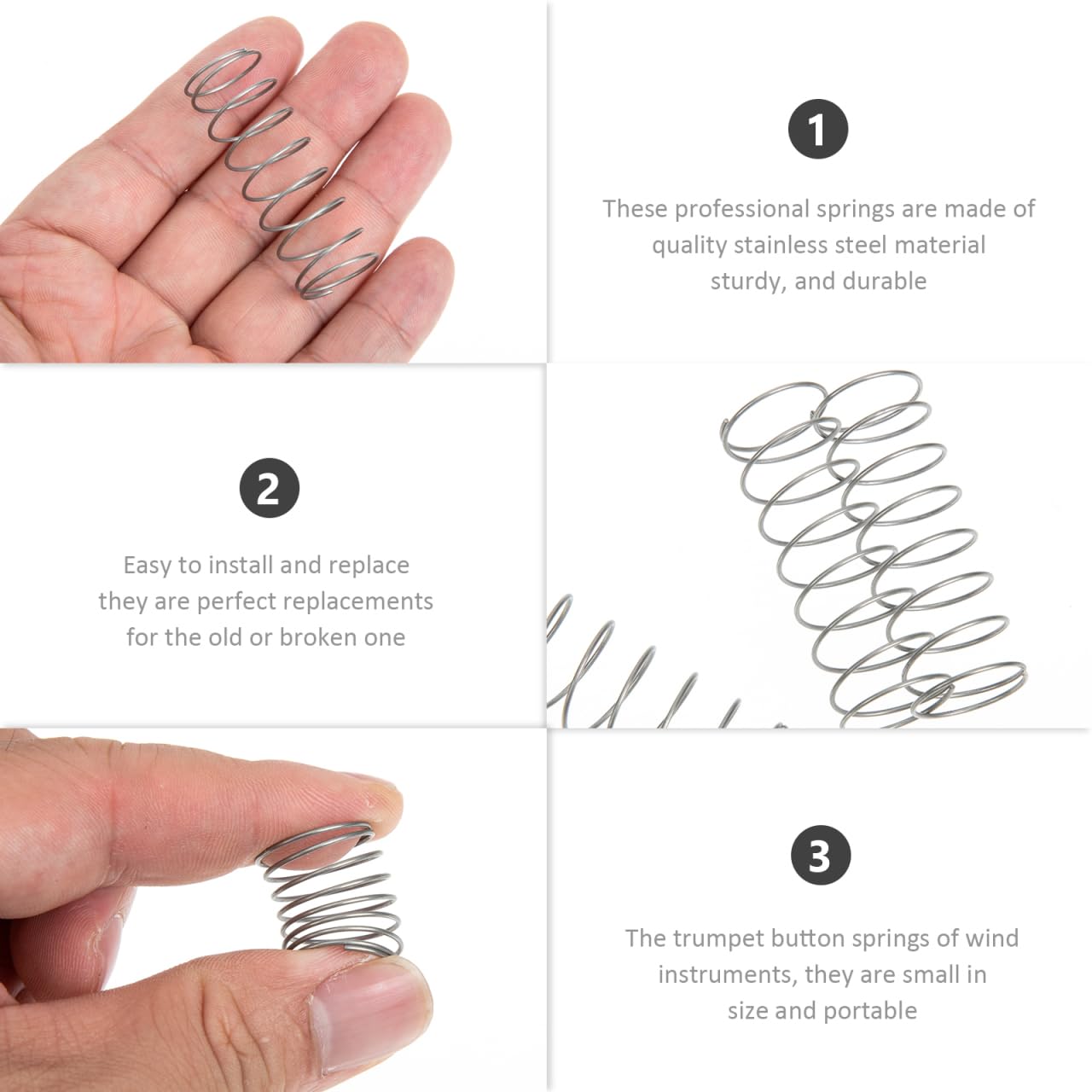 Ressorts De Bouton De Trompette En Acier Inoxydable Lot De 3 Composants De Boutons Universels Pour Instruments à Piston Installation Facile Accessoires De Musique