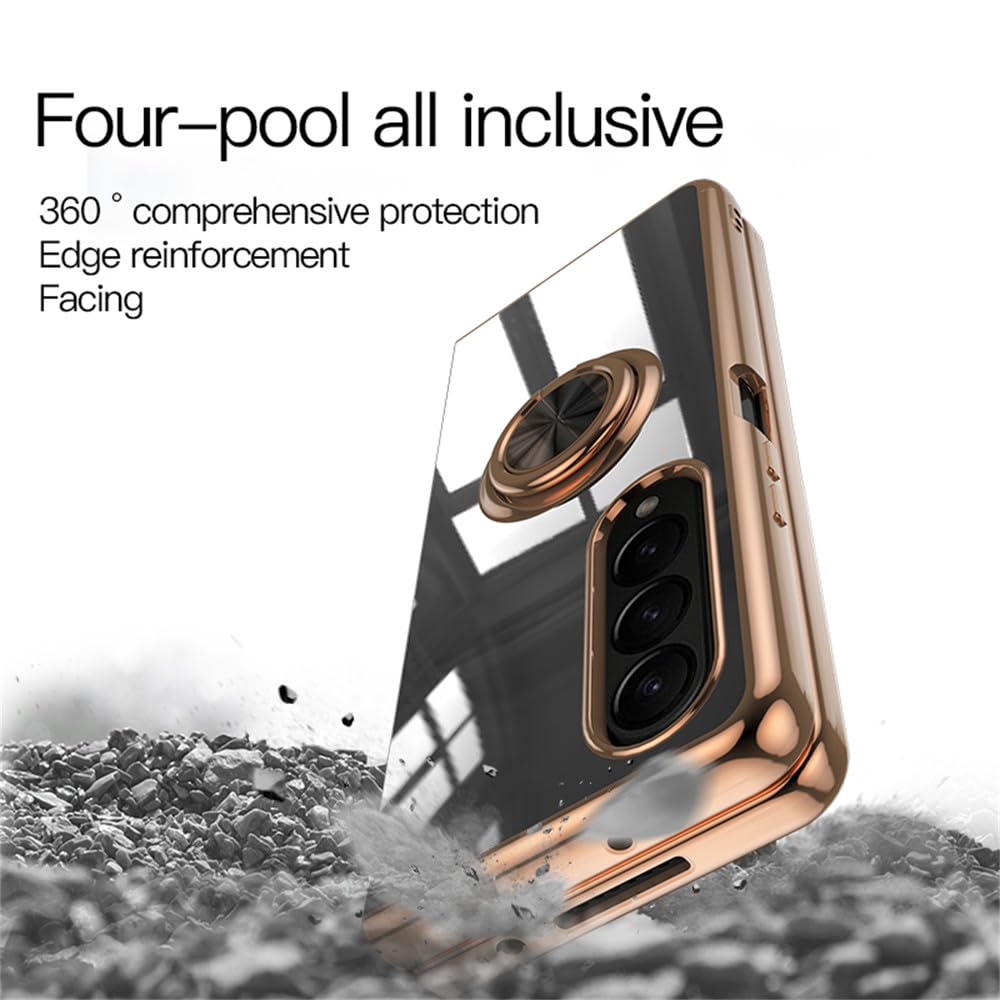 Custodia per telefono con supporto per anello magnetico galvanico per Samsung Galaxy Z Fold 5 4 Fold5 Fold4 5G Cover rigida, viola, per Samsung Galaxy Z Fold4