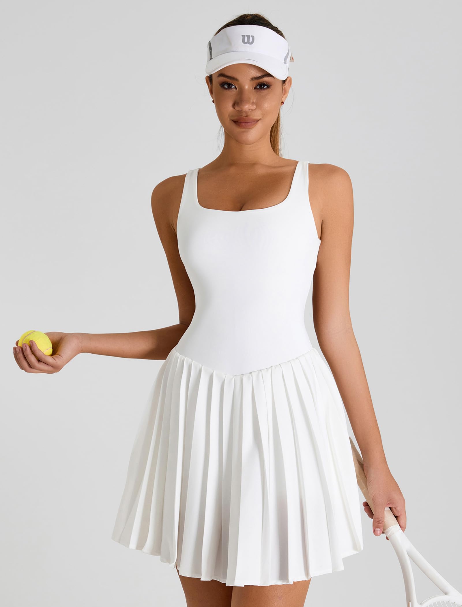 AGYMNX Robe de Tennis Femme avec Soutien-Gorge et Short Robes de Golf sans Manches Eté Casual Sport Athlétique