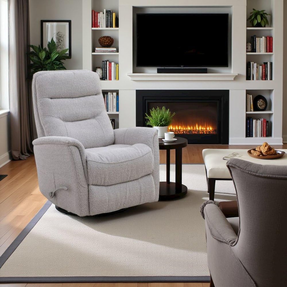 Starlight Canyon Home Bloke Cotton Recliner Nursery Glider Set of 2 – Luxurious Boucle Chair Pair with Swivel Motion for Ultimate Comfort